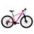 Bicicleta MTB Alumínio Cairu Lotus Aro 29 21 Marchas Shimano Freio A Disco Quadro 17 Rosa, Preto