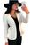 Blazer Feminino Curto Acinturado Neoprene Luxo Branco