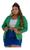 Blazer Feminino Plus Size Manga Longa Social Com Elastano Verde