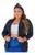 Blazer Feminino Plus Size Manga Longa Social Com Elastano Preto