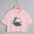 Blusa Blusinha Camiseta Cropped TShirt Feminina Algodão Tecido Premium Estampa Digital Flor de Lotus Rosa
