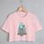Blusa Blusinha Camiseta Cropped TShirt Feminina Algodão Tecido Premium Estampa Digital Robô Voador Rosa