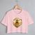 Blusa Blusinha Camiseta Cropped TShirt Feminina Algodão Tecido Premium Estampa Digital Urso Gold Rosa