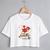Blusa Blusinha Camiseta Cropped TShirt Feminina Algodão Tecido Premium Estampa Flores Rosas Vermelhas Branco