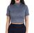 Blusa blusinha cropped feminina manga curta gola alta canelada básico Preto