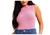 Blusa Blusinha Feminina Garrafinha Trançada / Gola Alta / Tricot Modal Canelado / Moda Blogueira Rosa claro