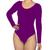 Blusa Body Simples Feminino Com Bojo Manga Longa Costa Tampada Roxo