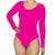 Blusa Body Simples Feminino Com Bojo Manga Longa Costa Tampada Pink