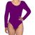 Blusa Body Simples Feminino Sem Bojo Manga Longa Costa Aberta Roxo