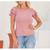 Blusa canelada gola rasa manga babado casual feminina estilo Rose