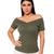 Blusa Canelada Ombro A Ombro Blusinha Manguinha Feminina Verde bandeira