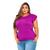 Blusa canelada plus size manga curta dois babados tamanho grande fashion Vermelho