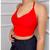 Blusa cropped amarração costas e pescoço viscose feminina fashion Vermelho