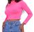 Blusa Cropped Básico Manga Longa Gola Alta Feminino Rosa