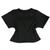 Blusa cropped canelado decote vazado manga curta feminina Preto