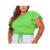 Blusa cropped canelado plus size amarração manga babado moda feminina Amarelo