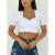 Blusa cropped drapeado manga curta bufante moda feminina Branco