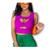 Blusa Cropped feminino transpassado infinito com bojo poliéster fashion Laranja neon