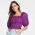 Blusa Cropped Il Shin Must Have Manga Bufante Feminina Roxo