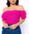 Blusa cropped laise ombro a ombro ciganinha 2  babados feminina novidade Pink