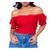 Blusa cropped laise ombro a ombro ciganinha dois babados feminino Mostarda