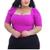 Blusa cropped manga curta princesa plus size decote reto moda feminina Fúcsia