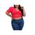 Blusa cropped plus size canelado decote drapeado regulagem manga curta bufante feminino casual Preto