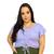 Blusa cropped plus size feminino manga dois babados decote v regulagem frontal Branco