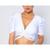 Blusa cropped poliéster multiformas manga curta amarração feminino confortável Roxo