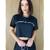 Blusa cropped t-shirt feminino manga paetê moda Preto