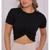 Blusa Cropped tecido viscolycra manga curta nozinho feminino macio Branco