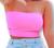 Blusa Cropped top faixa poliéster feminino estilo Rosa