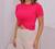 Blusa Cropped viscolycra moda menina manga curta nozinho feminino Pink