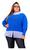 Blusa de Tricot Plus Size Manga Bufante Frio Gola V Modal Azul marinho
