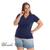 Blusa Decote V Tamanhos Grandes Básica Plus Size Premium Marinho