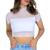 Blusa estilo Cropped renda transparente gola alta manga curta com bojo Bordô