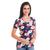 Blusa Feminina Básica Estampada Cotton Manga Curta 12432 Azul marinho