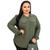 Blusa Feminina Camisa Social Casual Manga Longa Plus Size Verde militar