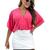 Blusa Feminina Decote V Bata Moda Social Curta Elegante - Bruna 1 Rosa