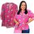 Blusa Feminina Elegante Social Camisa Plus Size Festa Borboletas Com Botões 056 Borboletas rosa