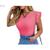 Blusa feminina estilo canelada cavado babado Rose