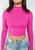 Blusa Feminina Gola Alta Manga Longa Crooped Rosa