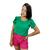 Blusa Feminina Manga Princesa Tulipa Crepe Duna Nova Aurora Verde bandeira