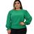 Blusa Feminina Plus Size Camisa Social Manga Moda Elegante Verde bandeira