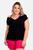 Blusa Feminina Plus Size Gola "V" Vazado Ombro - Shimy Preto