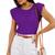 Blusa Feminina Social Básica Elegante com Ombreira -  Tamanho único Roxo