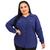 Blusa Feminina Xadrez Camisa Social Casual Manga 3/4 Plus Azul marinho