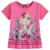 Blusa Infantil Feminino em Meia Malha Manga Curta Dinossauro Kyly Rosa