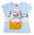 Blusa Infantil Menina Estampada Gatinha Meia Malha Kamylus Azul, Aço