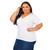 Blusa Manga Curta Decote V Plus Size Branco